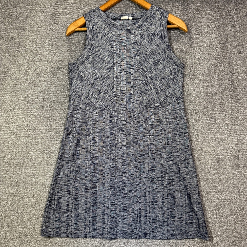 Gap Womens Blue Space Dye Ribbed Knit Sleeveless A-Line Dress Small Petite